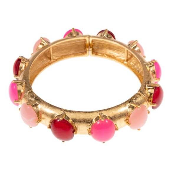 Byzantine Inspired Stone Gold Dipped Stretch Cuff Bangle Bracelets SET of 2 - Picture 10 of 11